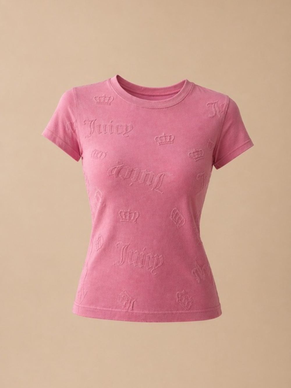 5/$25 🎉 Juicy Couture Pink Slim Fit Crew Neck Short Sleeve Women's T-Shirt